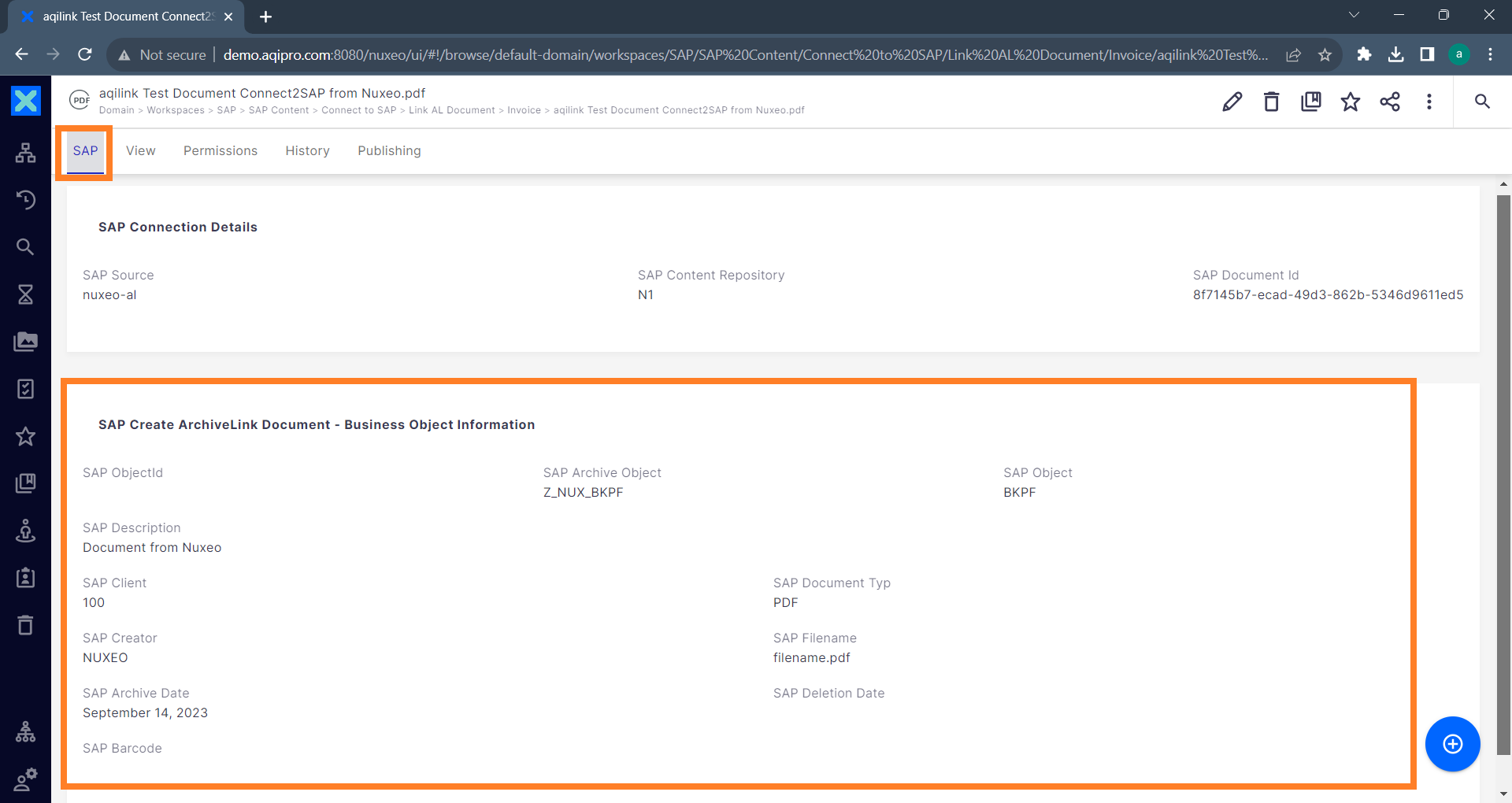 SAP Properties Connect2SAP